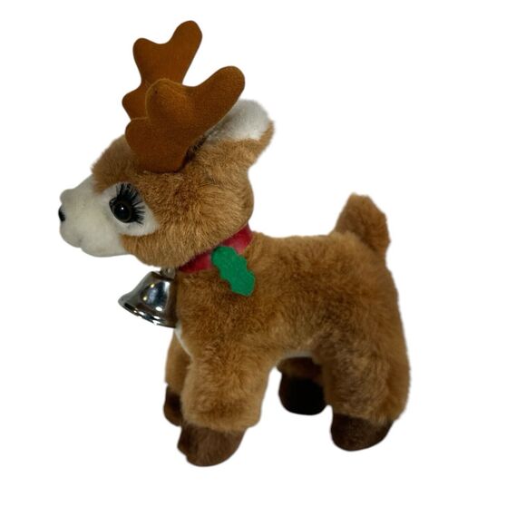 RUSS Vintage STARLIGHT Christmas Plush Girl Reindeer Eyelashes Bell Stuffed - Picture 4 of 7